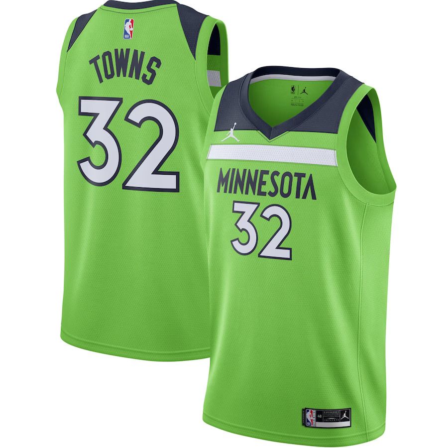Men Minnesota Timberwolves 32 Karl-Anthony Towns Jordan Brand Green Swingman NBA Jersey